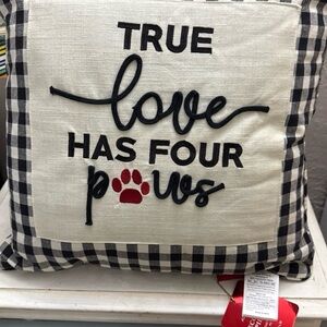 ENVOGUE Pillow Black White Plaid Oversized Comfy Graphic True Love Has Four Paws